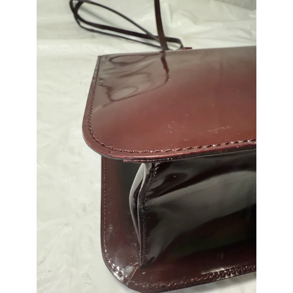 FURLA Patent Leather Shoulder Bag burgundy